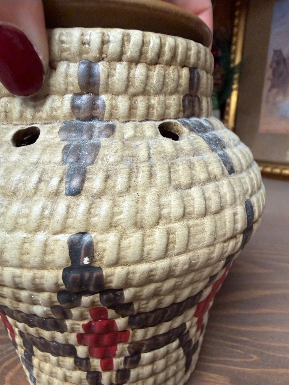 Woven Electric Fragrance Warmer in Natural and Red